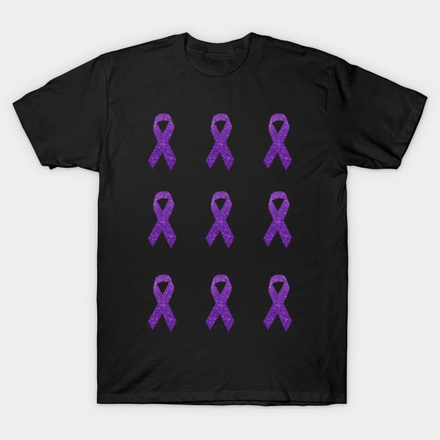 Purple Faux Glitter Awareness Ribbon Pack T-Shirt by Felicity-K